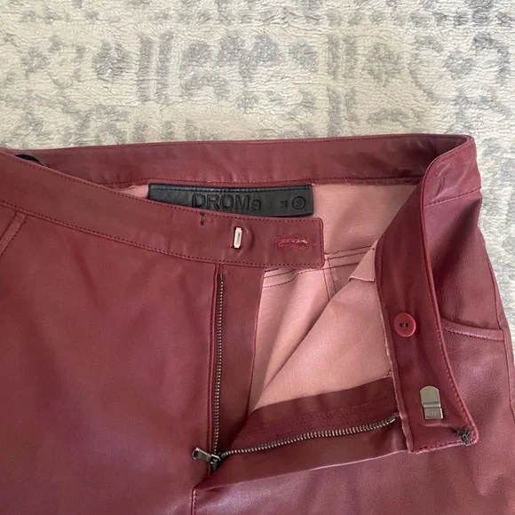 DROMe Burgundy Leather Pants - Picture 3 of 5